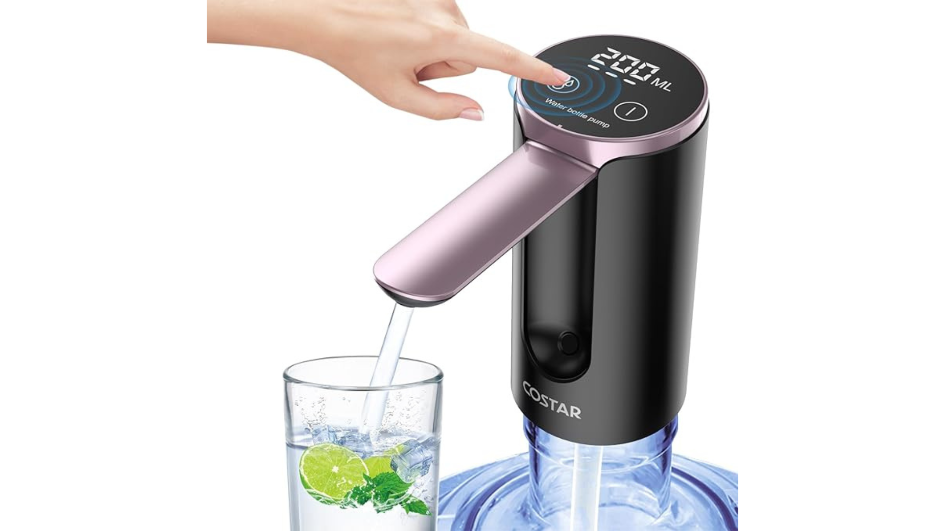 COSTAR Automatic Water Dispenser Kingfisher 5 Pro – Wireless, rechargeable, smart touch water pump for 20L bottles with LED display and foldable design.